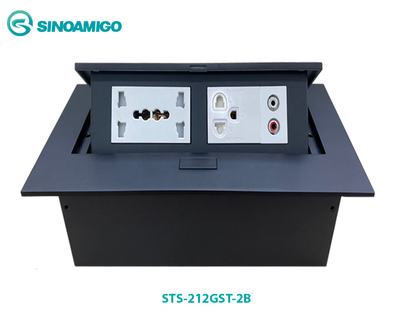 Bộ ổ cắm âm bàn nắp bật mầu đen SinoAmigo STS-212GST-2B mầu đen